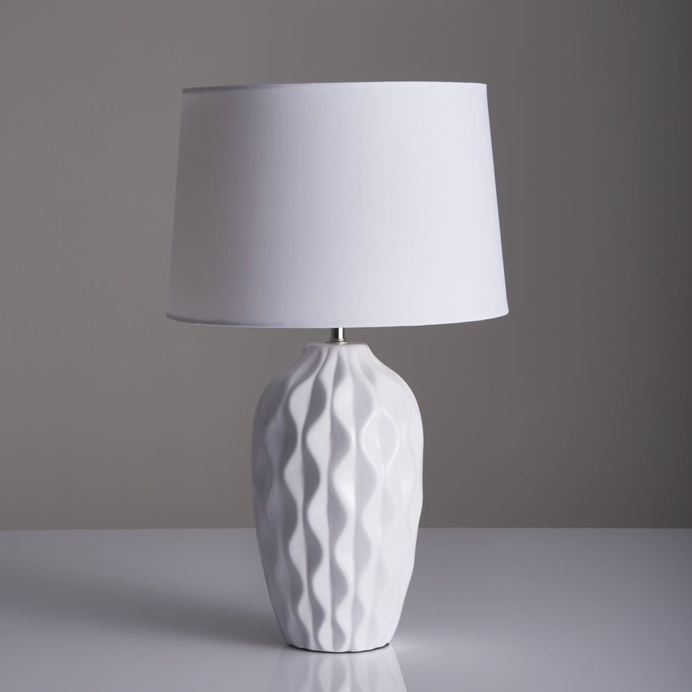 white textured table lamp